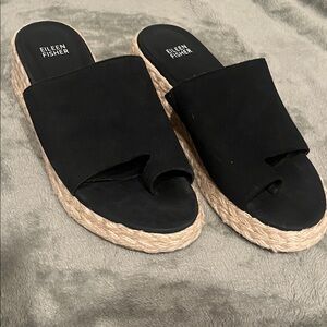 Eileen Fisher Black Tarry Espadrille Slides